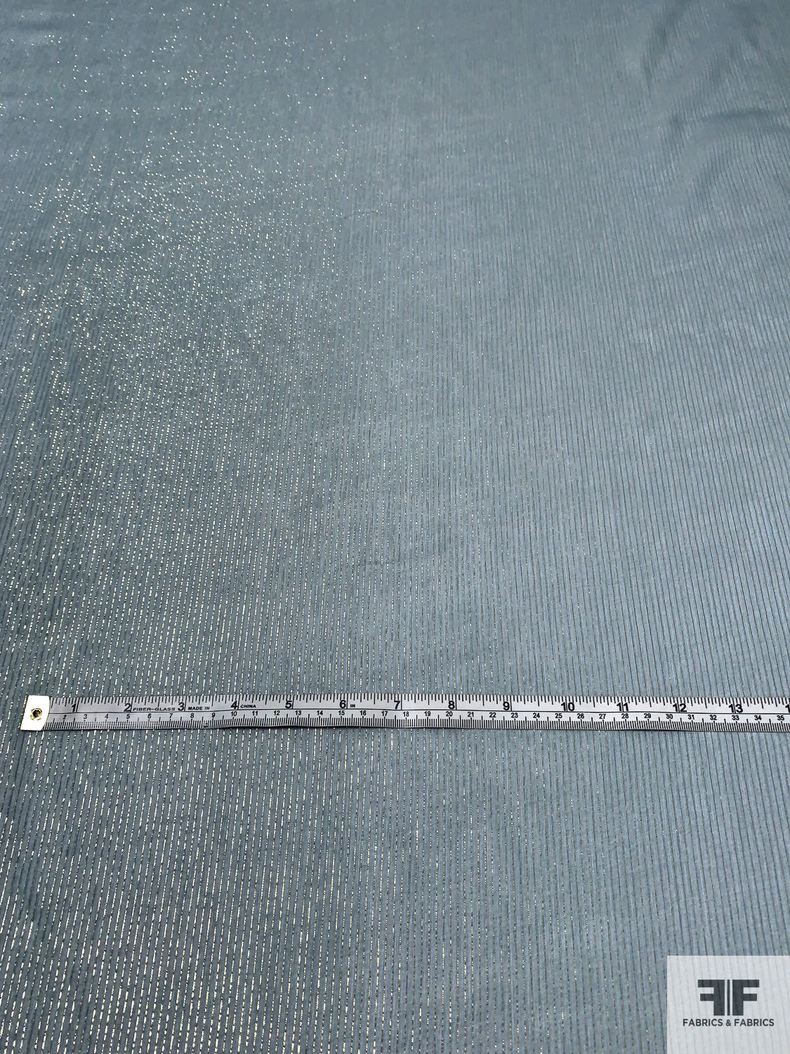 Solid Silk Chiffon With Gold Lurex Pinstripes - Dusty Blue / Gold 7 Solid Silk Chiffon With Gold Lurex Pinstripes - Dusty Blue / Gold - Image 5