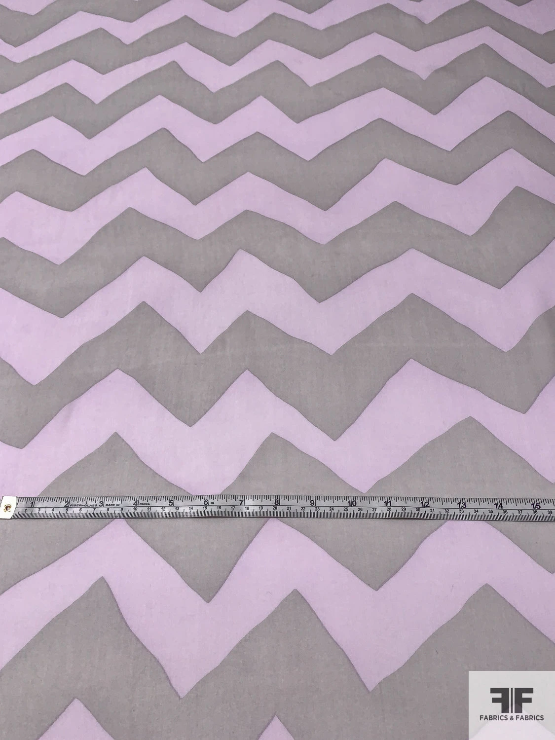 Italian Bold Chevron Printed Silk Chiffon - Sage / Lilac 4 Italian Bold Chevron Printed Silk Chiffon - Sage / Lilac - Image 2