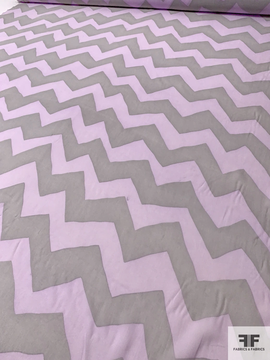 Italian Bold Chevron Printed Silk Chiffon - Sage / Lilac 9 Italian Bold Chevron Printed Silk Chiffon - Sage / Lilac - Image 7