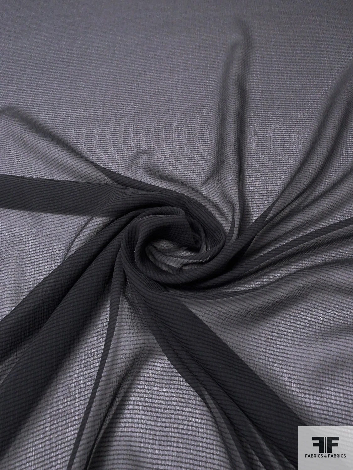 Italian Striped Crinkled Seerskucker Silk Chiffon - Anchor Grey / Dark Grey 5 Italian Striped Crinkled Seerskucker Silk Chiffon - Anchor Grey / Dark Grey - Image 3