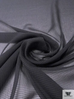 Italian Striped Crinkled Seerskucker Silk Chiffon - Anchor Grey / Dark Grey