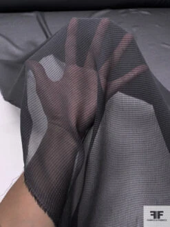 Italian Striped Crinkled Seerskucker Silk Chiffon - Anchor Grey / Dark Grey 17 Italian Striped Crinkled Seerskucker Silk Chiffon - Anchor Grey / Dark Grey -Fabrics And Fabrics Store 14068 8