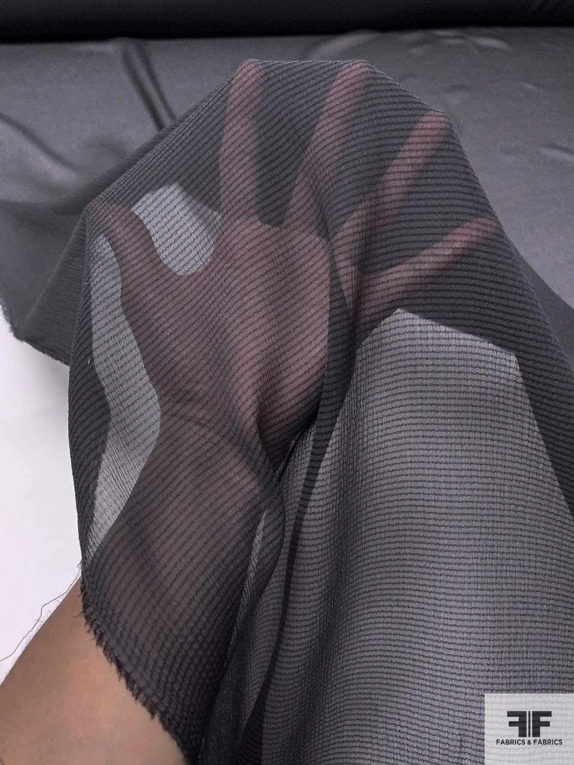 Italian Striped Crinkled Seerskucker Silk Chiffon - Anchor Grey / Dark Grey 10 Italian Striped Crinkled Seerskucker Silk Chiffon - Anchor Grey / Dark Grey - Image 8