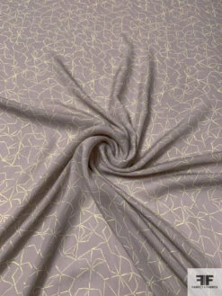 Italian Line Web Printed Silk Georgette - Grey-Ecru / Pastel Chartreuse