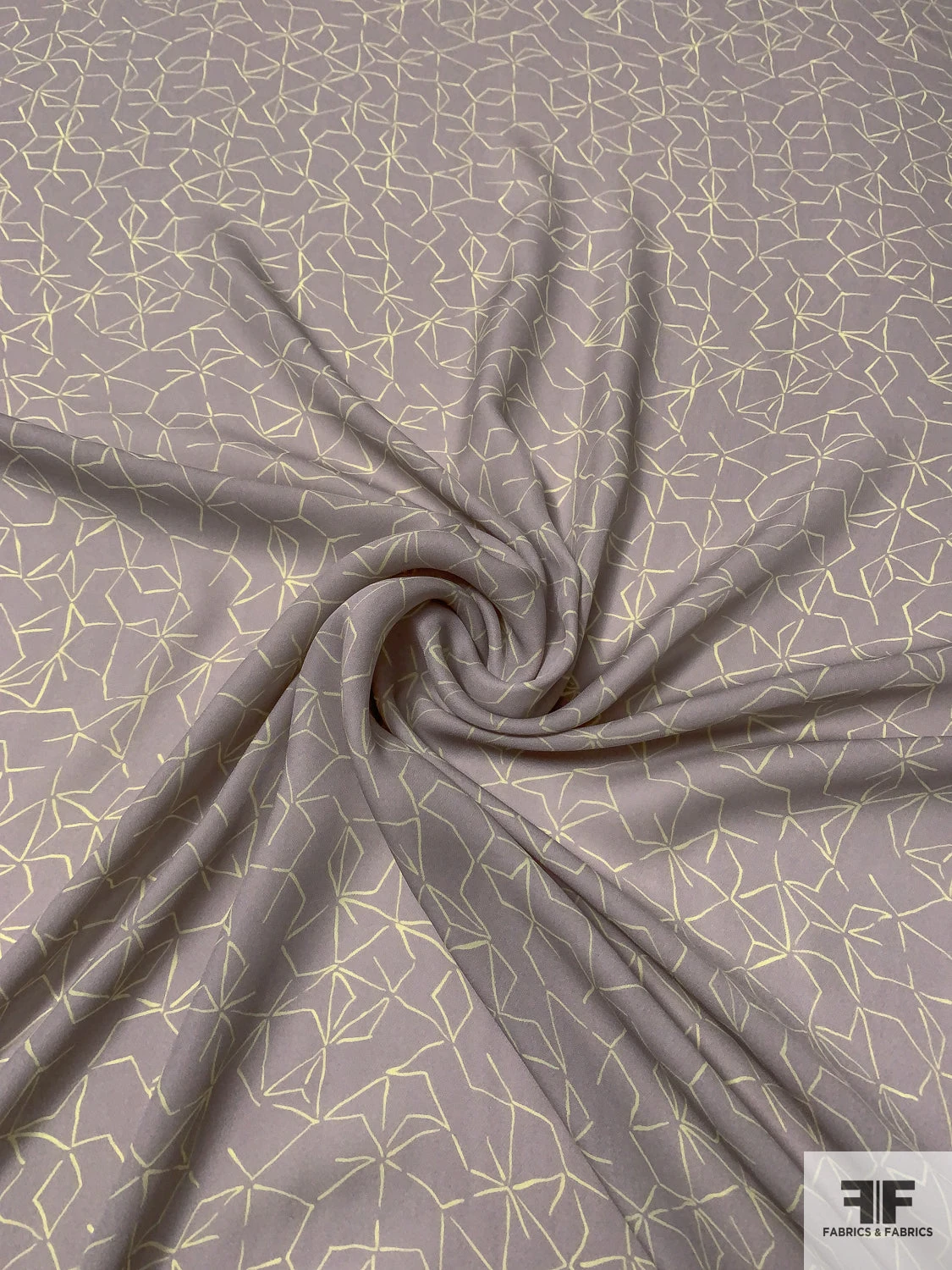 Italian Line Web Printed Silk Georgette - Grey-Ecru / Pastel Chartreuse 5 Italian Line Web Printed Silk Georgette - Grey-Ecru / Pastel Chartreuse - Image 3