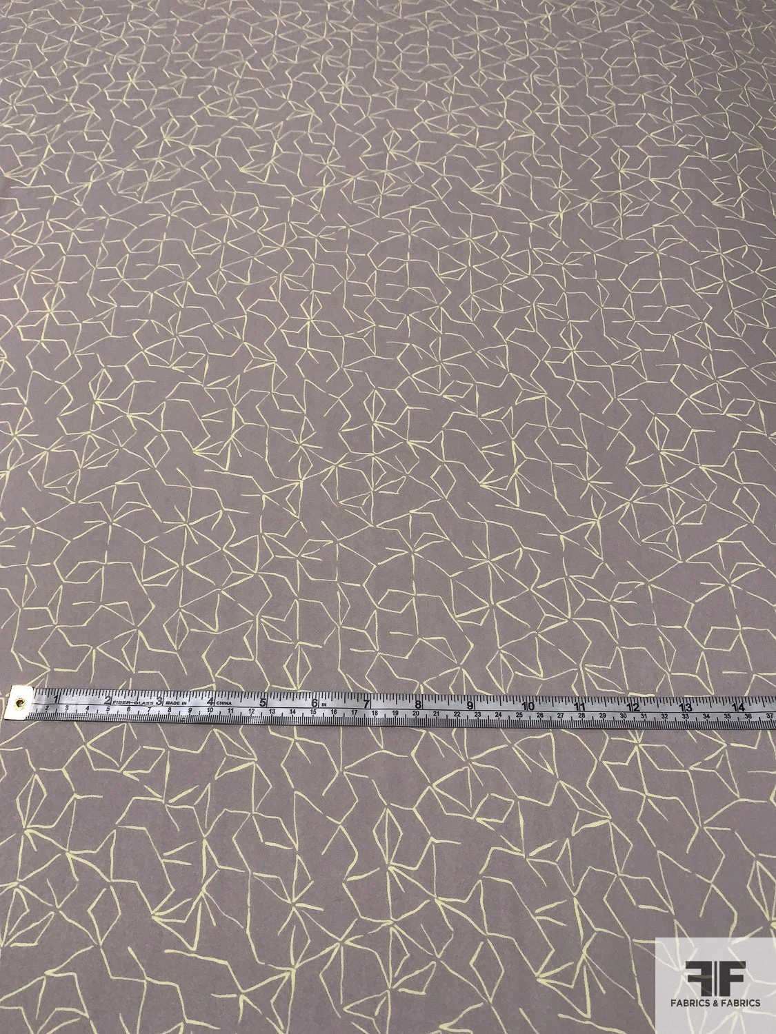 Italian Line Web Printed Silk Georgette - Grey-Ecru / Pastel Chartreuse 7 Italian Line Web Printed Silk Georgette - Grey-Ecru / Pastel Chartreuse - Image 5