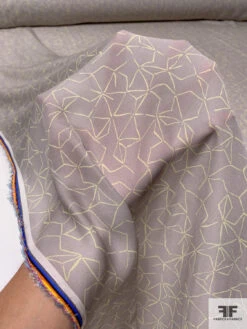 Italian Line Web Printed Silk Georgette - Grey-Ecru / Pastel Chartreuse 17 Italian Line Web Printed Silk Georgette - Grey-Ecru / Pastel Chartreuse -Fabrics And Fabrics Store 14090 7