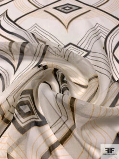 Exotic Printed Crinkled Silk Chiffon - Warm Yellow / Light Ivory / Black 14 Exotic Printed Crinkled Silk Chiffon - Warm Yellow / Light Ivory / Black -Fabrics And Fabrics Store 14119 3