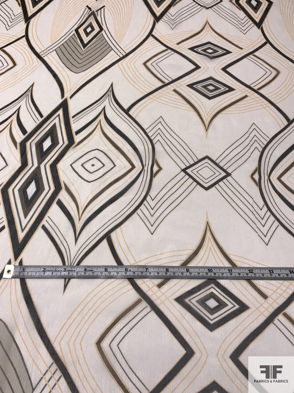 Exotic Printed Crinkled Silk Chiffon - Warm Yellow / Light Ivory / Black 8 Exotic Printed Crinkled Silk Chiffon - Warm Yellow / Light Ivory / Black - Image 6