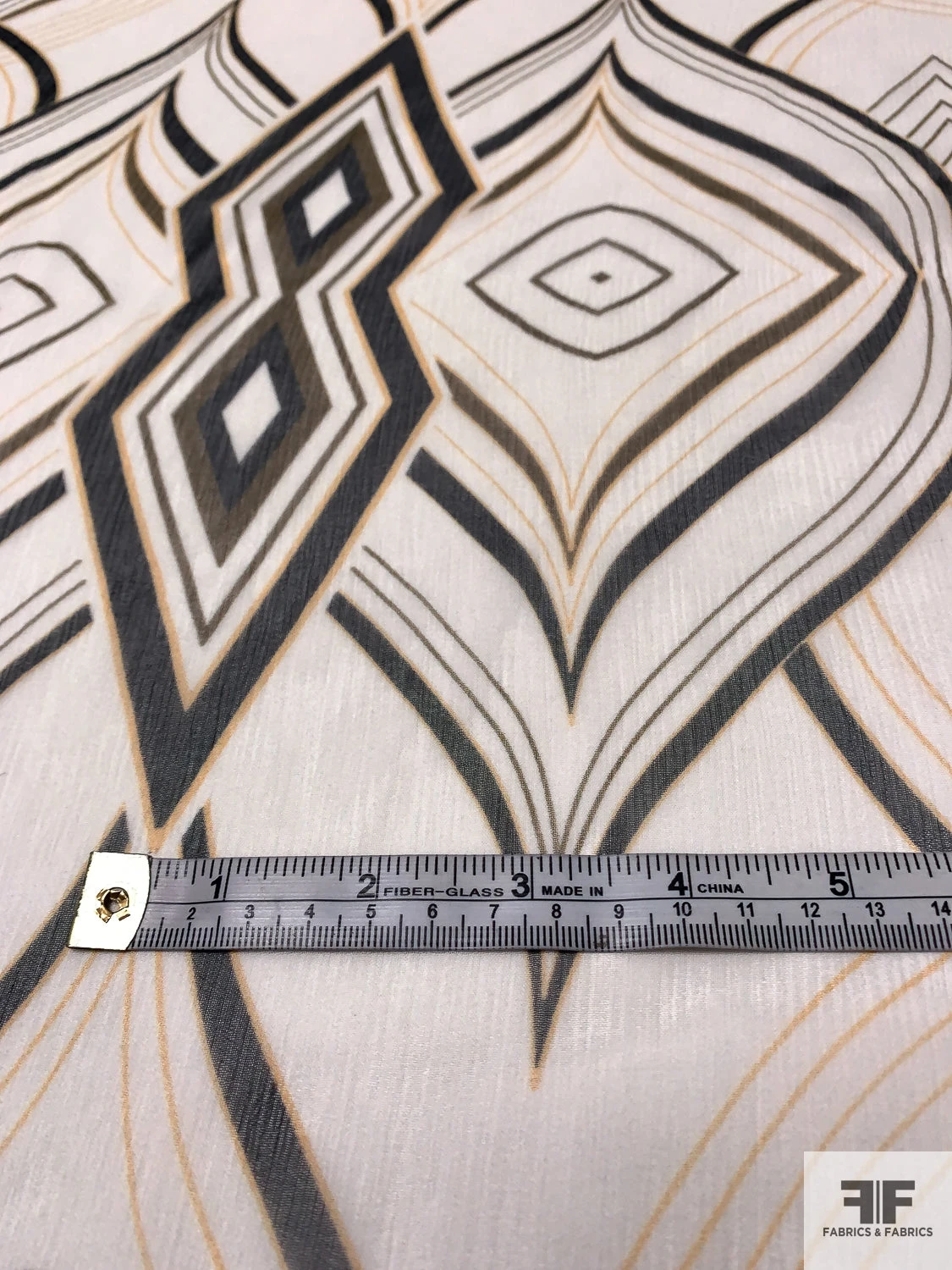 Exotic Printed Crinkled Silk Chiffon - Warm Yellow / Light Ivory / Black 9 Exotic Printed Crinkled Silk Chiffon - Warm Yellow / Light Ivory / Black - Image 7