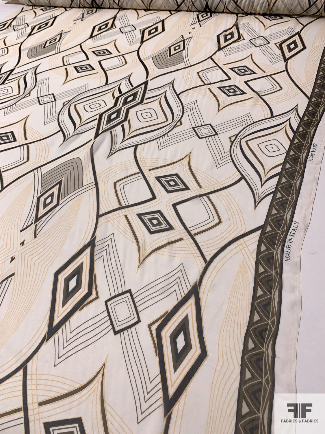 Exotic Printed Crinkled Silk Chiffon - Warm Yellow / Light Ivory / Black 3 Exotic Printed Crinkled Silk Chiffon - Warm Yellow / Light Ivory / Black