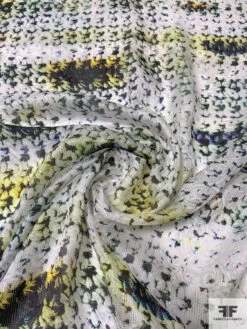 Abstract Printed Soft Gazar-Weave Jacquard Silk - Off-White / Black / Green / Yellow / Blue 12 Abstract Printed Soft Gazar-Weave Jacquard Silk - Off-White / Black / Green / Yellow / Blue -Fabrics And Fabrics Store 14158 2