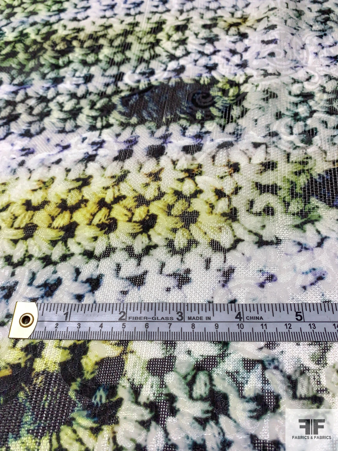 Abstract Printed Soft Gazar-Weave Jacquard Silk - Off-White / Black / Green / Yellow / Blue 9 Abstract Printed Soft Gazar-Weave Jacquard Silk - Off-White / Black / Green / Yellow / Blue - Image 7