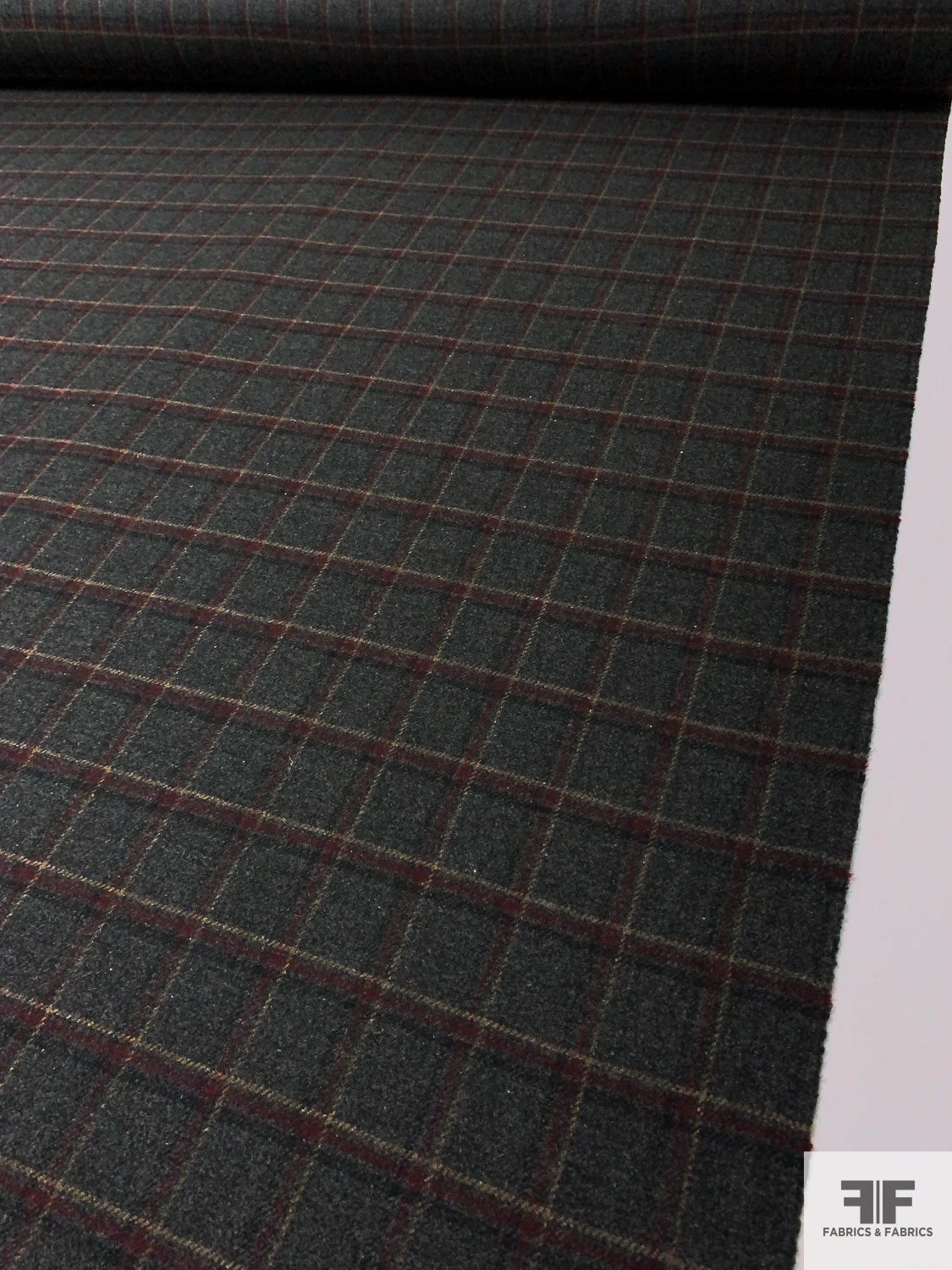 Italian Windowpane Plaid Jacket Weight Wool - Dark Heather Grey / Maroon / Nude 9 Italian Windowpane Plaid Jacket Weight Wool - Dark Heather Grey / Maroon / Nude - Image 7