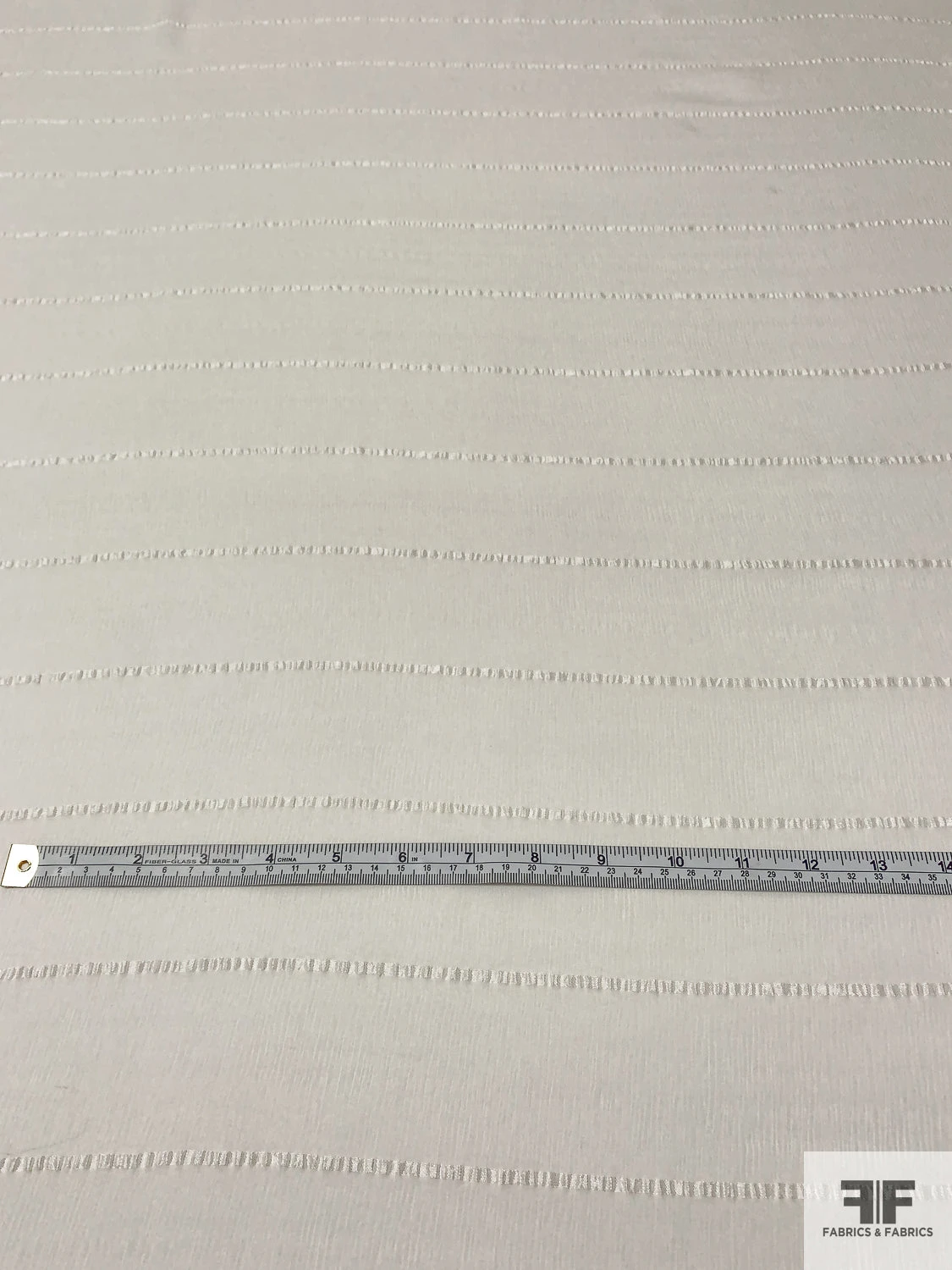 Italian Horizontal Striped Crinkled Silk Chiffon - Light Ivory 6 Italian Horizontal Striped Crinkled Silk Chiffon - Light Ivory - Image 4