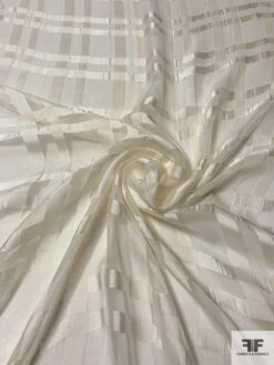 Italian Satin Plaid Silk Chiffon - Light Ivory 12 Italian Satin Plaid Silk Chiffon - Light Ivory -Fabrics And Fabrics Store 14205 2