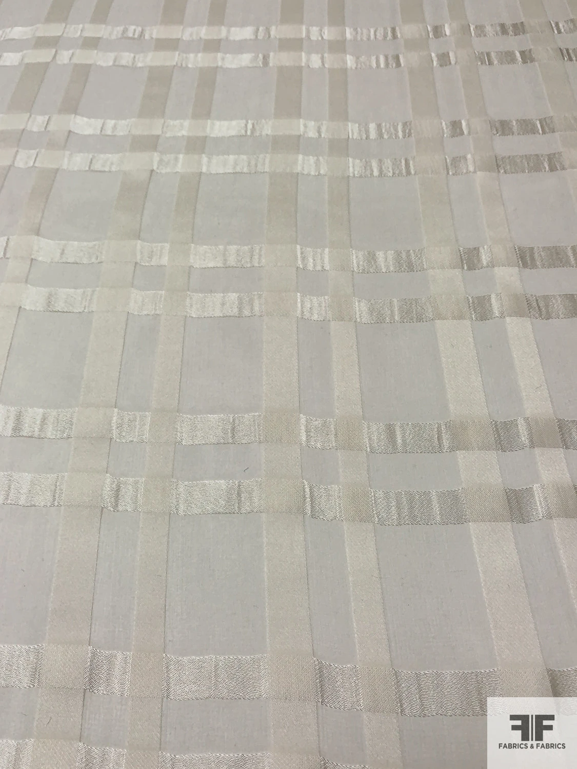 Italian Satin Plaid Silk Chiffon - Light Ivory 7 Italian Satin Plaid Silk Chiffon - Light Ivory - Image 5