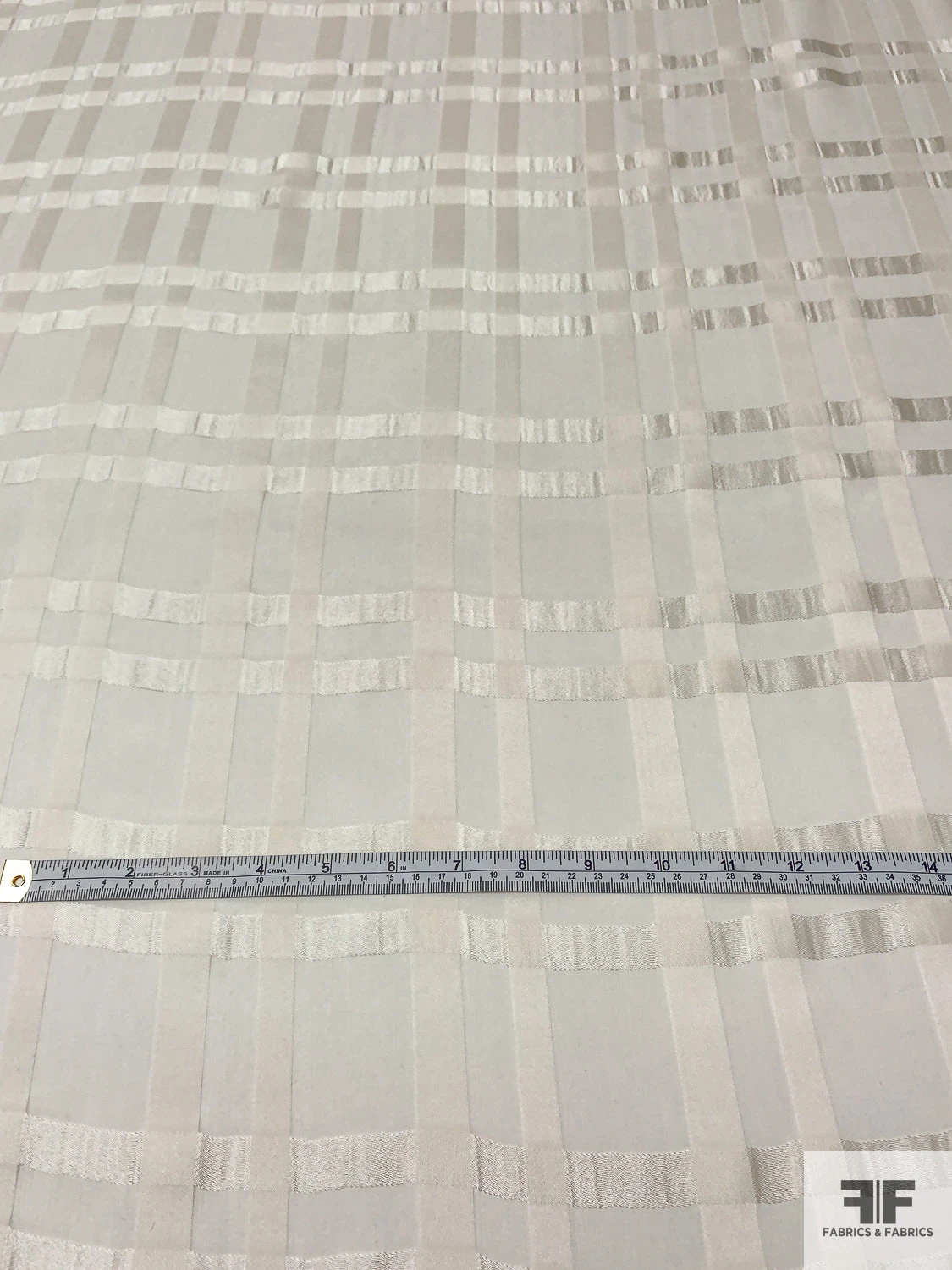 Italian Satin Plaid Silk Chiffon - Light Ivory 8 Italian Satin Plaid Silk Chiffon - Light Ivory - Image 6