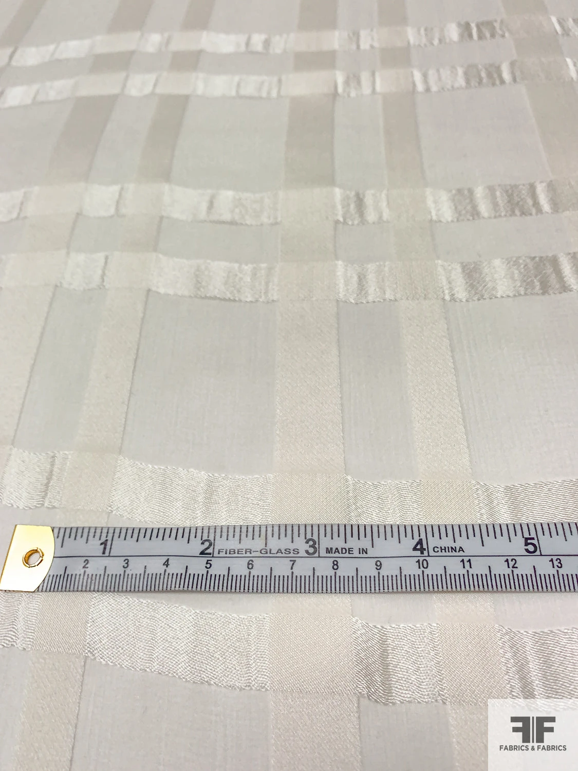 Italian Satin Plaid Silk Chiffon - Light Ivory 9 Italian Satin Plaid Silk Chiffon - Light Ivory - Image 7