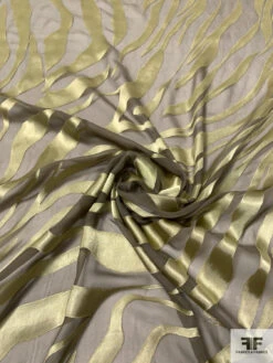 Zebra-Like Satin Striations Burnout Silk Chiffon - Moss Green / Artichoke 13 Zebra-Like Satin Striations Burnout Silk Chiffon - Moss Green / Artichoke -Fabrics And Fabrics Store 14214 1