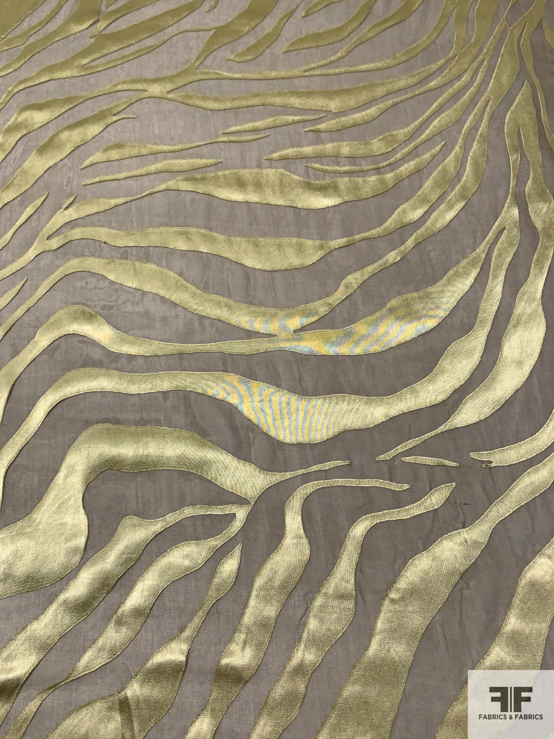 Zebra-Like Satin Striations Burnout Silk Chiffon - Moss Green / Artichoke 7 Zebra-Like Satin Striations Burnout Silk Chiffon - Moss Green / Artichoke - Image 5