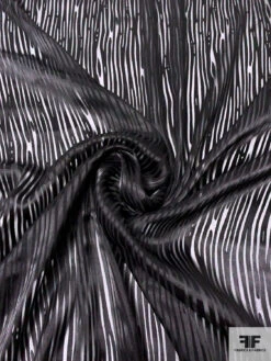 Wood Grain Satin Striped Silk Chiffon - Black