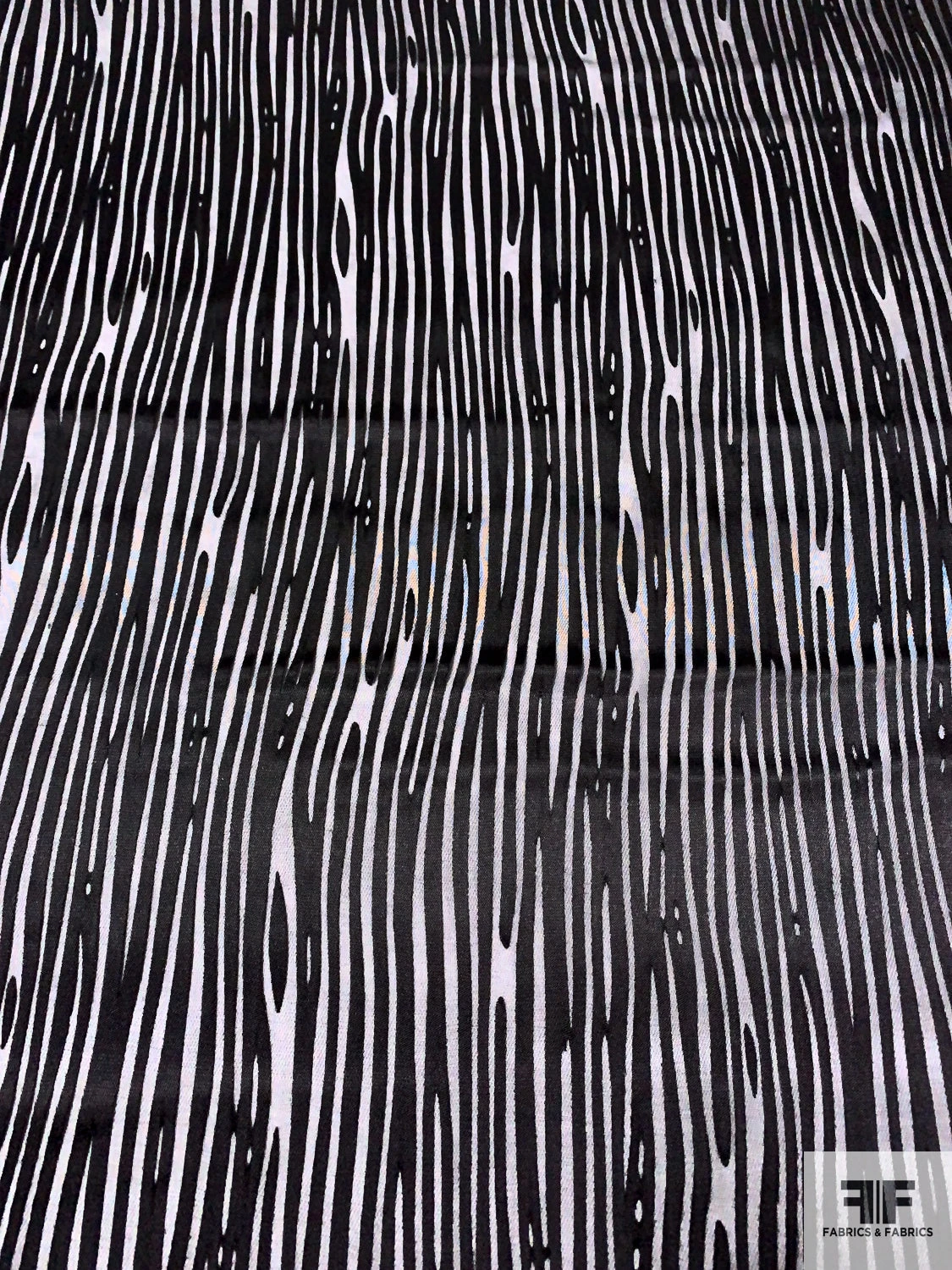 Wood Grain Satin Striped Silk Chiffon - Black 7 Wood Grain Satin Striped Silk Chiffon - Black - Image 5