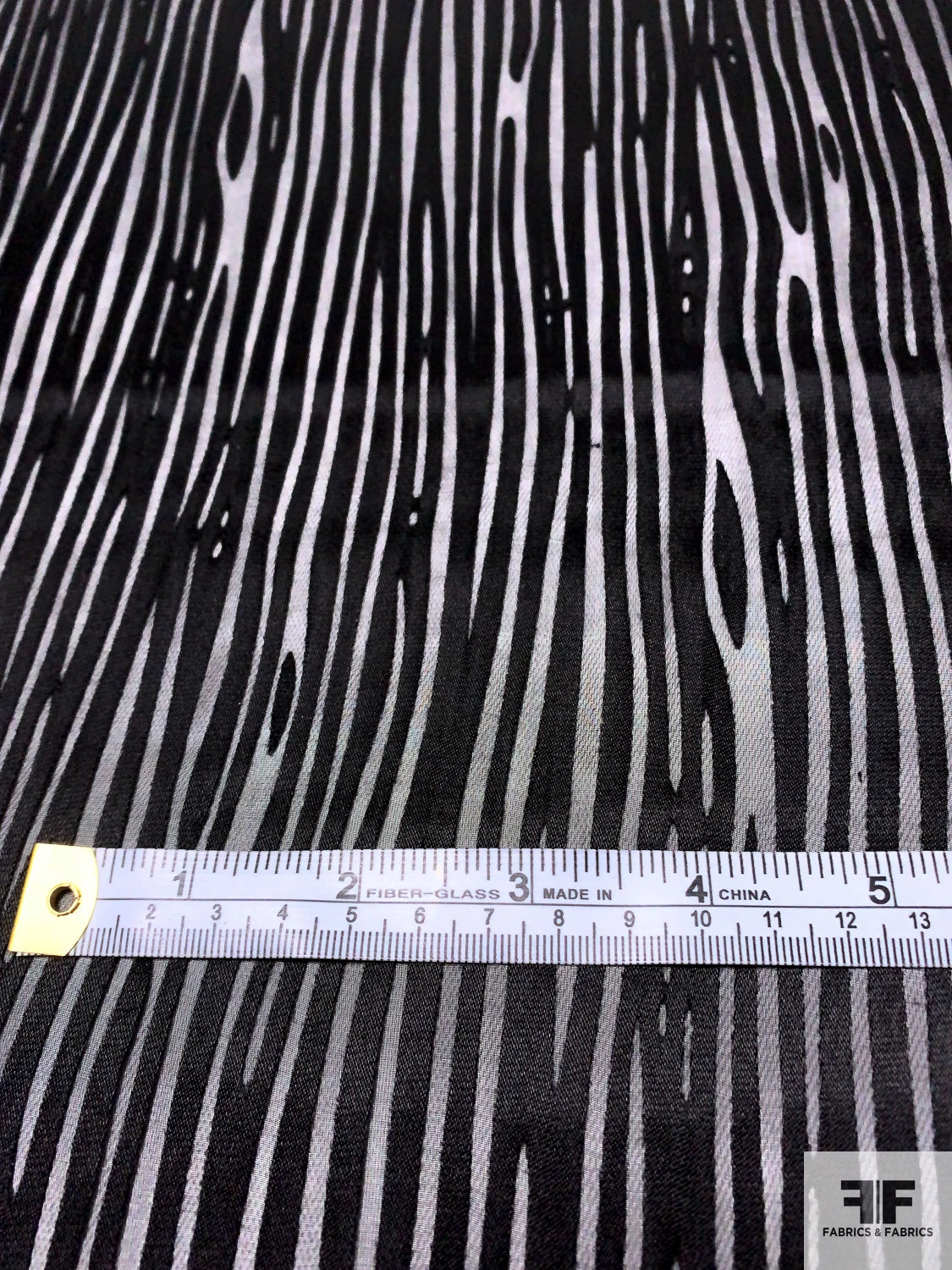 Wood Grain Satin Striped Silk Chiffon - Black 9 Wood Grain Satin Striped Silk Chiffon - Black - Image 7
