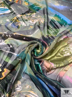 Abstract Printed Burnout Silk Blend Chiffon - Black / Turquoise / Green / Yellow 12 Abstract Printed Burnout Silk Blend Chiffon - Black / Turquoise / Green / Yellow -Fabrics And Fabrics Store 14228 2
