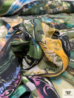 Abstract Printed Burnout Silk Blend Chiffon - Black / Turquoise / Green / Yellow 17 Abstract Printed Burnout Silk Blend Chiffon - Black / Turquoise / Green / Yellow -Fabrics And Fabrics Store 14228 8