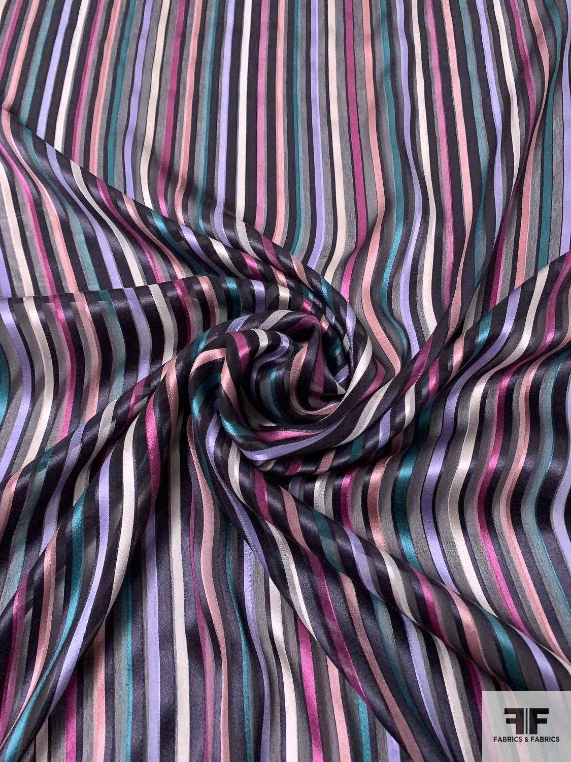 Italian Vertical Satin Striped Silk Chiffon - Teal / Dusty Pink / Berry / Periwinkle 5 Italian Vertical Satin Striped Silk Chiffon - Teal / Dusty Pink / Berry / Periwinkle - Image 3
