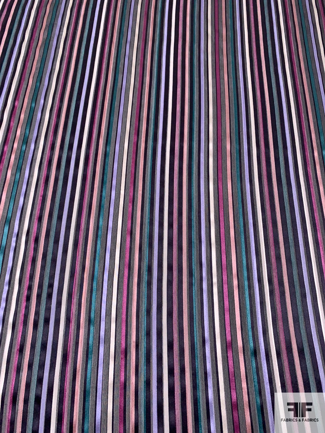 Italian Vertical Satin Striped Silk Chiffon - Teal / Dusty Pink / Berry / Periwinkle 6 Italian Vertical Satin Striped Silk Chiffon - Teal / Dusty Pink / Berry / Periwinkle - Image 4