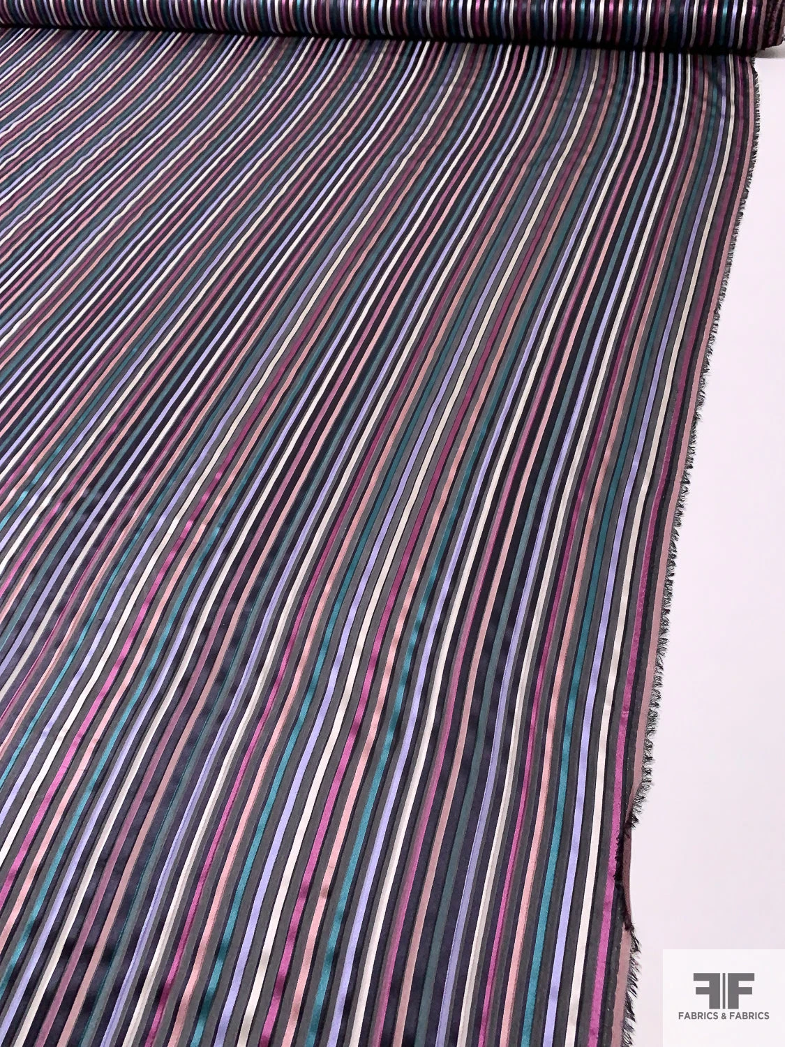 Italian Vertical Satin Striped Silk Chiffon - Teal / Dusty Pink / Berry / Periwinkle 9 Italian Vertical Satin Striped Silk Chiffon - Teal / Dusty Pink / Berry / Periwinkle - Image 7