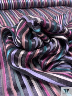 Italian Vertical Satin Striped Silk Chiffon - Teal / Dusty Pink / Berry / Periwinkle 17 Italian Vertical Satin Striped Silk Chiffon - Teal / Dusty Pink / Berry / Periwinkle -Fabrics And Fabrics Store 14230 8