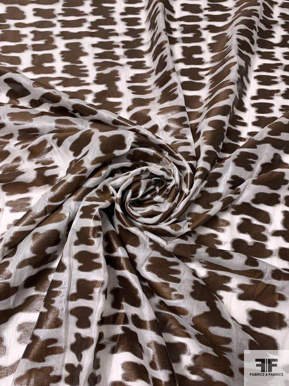 Italian Abstract Fil Coupé Silk Chiffon - Brown / White 4 Italian Abstract Fil Coupé Silk Chiffon - Brown / White - Image 2