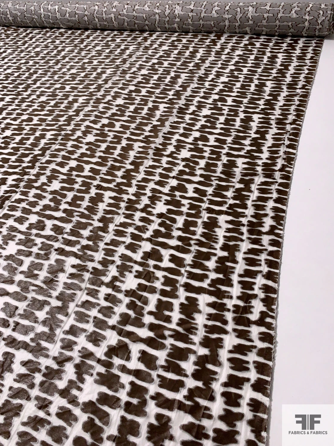 Italian Abstract Fil Coupé Silk Chiffon - Brown / White 10 Italian Abstract Fil Coupé Silk Chiffon - Brown / White - Image 8