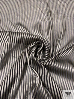Italian Vertical Satin Striped Silk Chiffon - Ecru / Black 12 Italian Vertical Satin Striped Silk Chiffon - Ecru / Black -Fabrics And Fabrics Store 14243 2