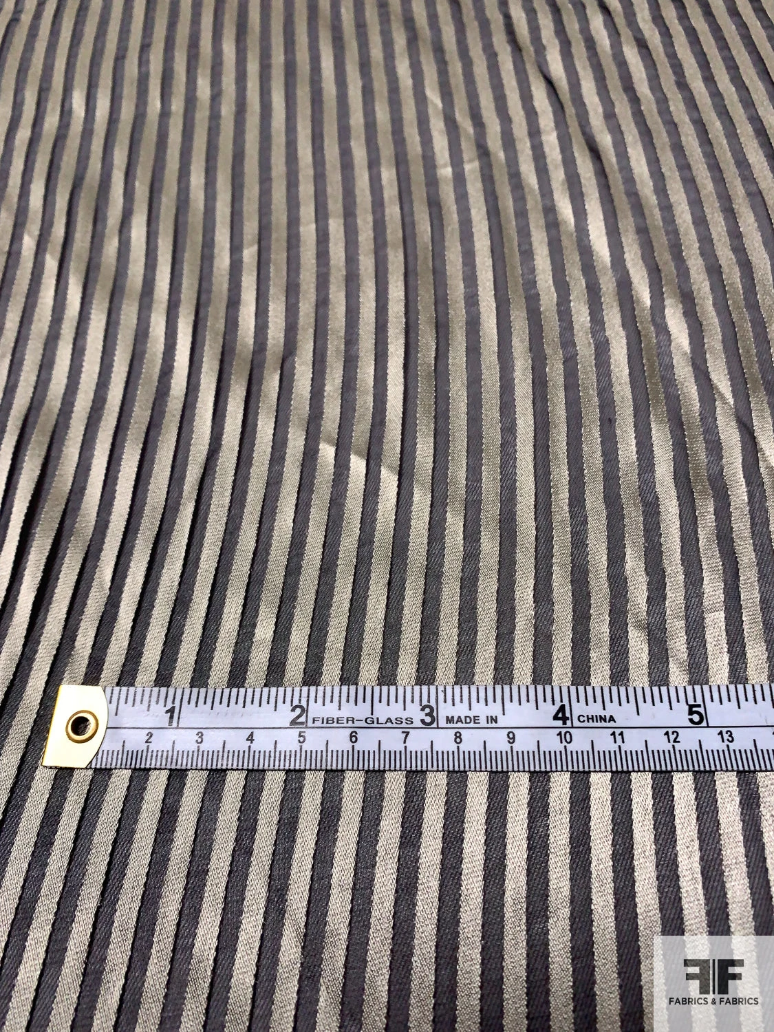 Italian Vertical Satin Striped Silk Chiffon - Ecru / Black 8 Italian Vertical Satin Striped Silk Chiffon - Ecru / Black - Image 6