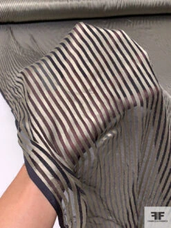 Italian Vertical Satin Striped Silk Chiffon - Ecru / Black 17 Italian Vertical Satin Striped Silk Chiffon - Ecru / Black -Fabrics And Fabrics Store 14243 7