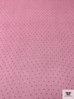 Italian Lightly Crinkled Silk Chiffon With Textured Pin Dots - Pink / Dark Grey -Fabrics And Fabrics Store 14247 3