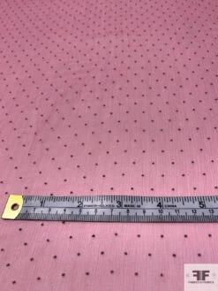 Italian Lightly Crinkled Silk Chiffon With Textured Pin Dots - Pink / Dark Grey -Fabrics And Fabrics Store 14247 5