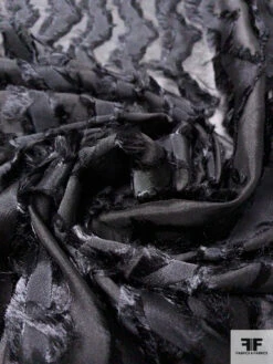 Italian Wavy Striped Eyelash Burnout Silk Chiffon - Black -Fabrics And Fabrics Store 14253 3