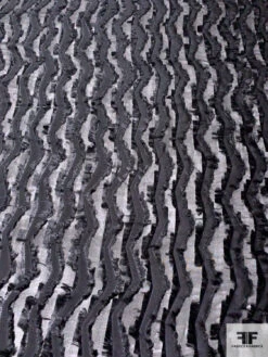 Italian Wavy Striped Eyelash Burnout Silk Chiffon - Black -Fabrics And Fabrics Store 14253 4