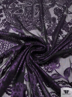 Paisley Burnout Silk Blend Chiffon - Purple / Black 13 Paisley Burnout Silk Blend Chiffon - Purple / Black -Fabrics And Fabrics Store 14278 1