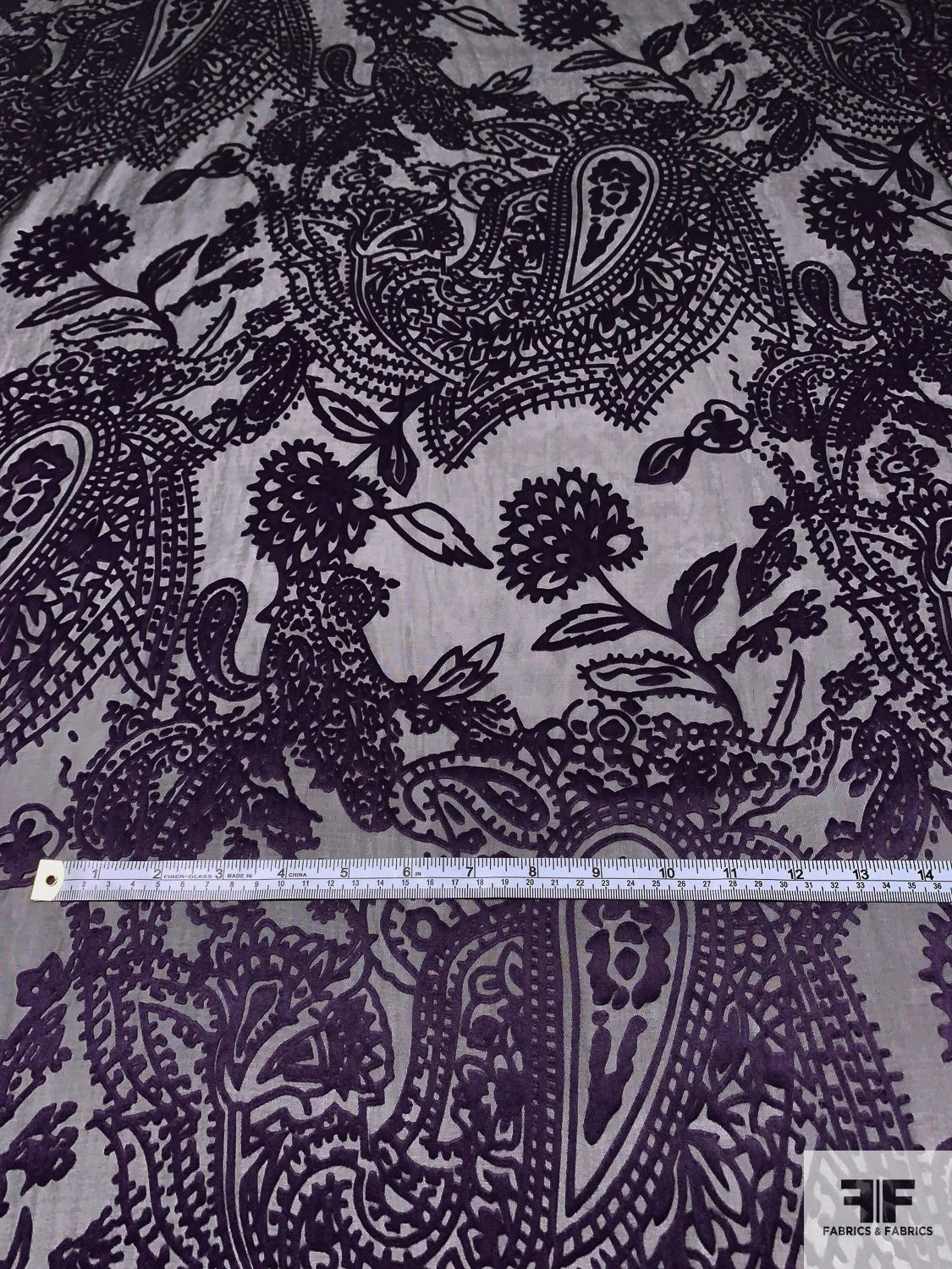 Paisley Burnout Silk Blend Chiffon - Purple / Black 8 Paisley Burnout Silk Blend Chiffon - Purple / Black - Image 6