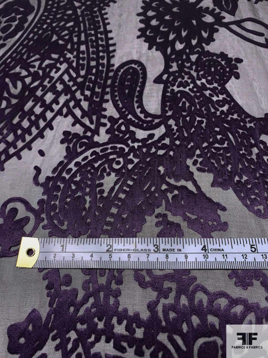 Paisley Burnout Silk Blend Chiffon - Purple / Black 9 Paisley Burnout Silk Blend Chiffon - Purple / Black - Image 7