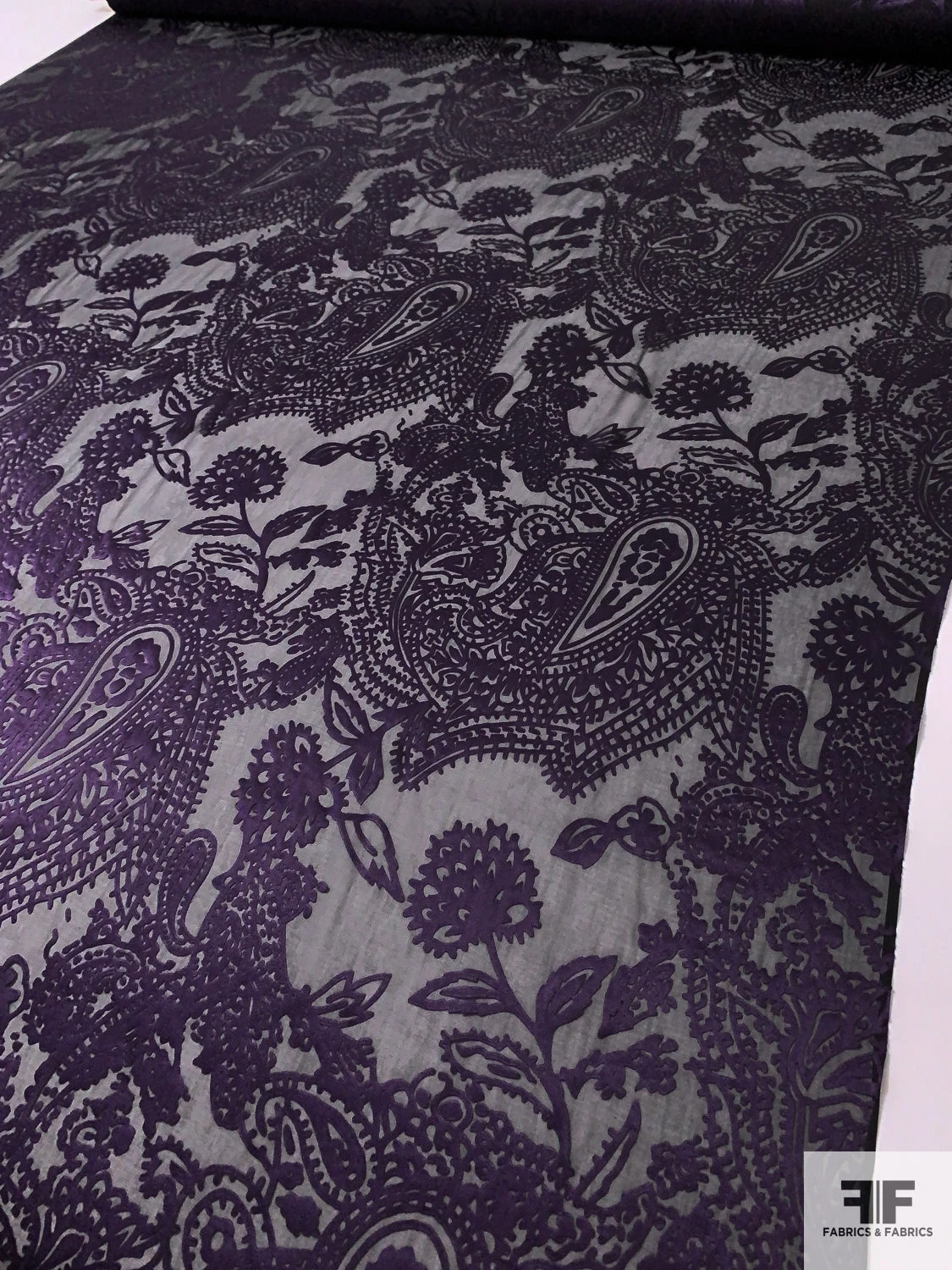 Paisley Burnout Silk Blend Chiffon - Purple / Black 4 Paisley Burnout Silk Blend Chiffon - Purple / Black - Image 2