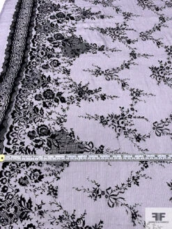 Flocked Intricate Floral Silk Chiffon With Lurex Pinstripes - Dusty Lilac / Black / Silver 16 Flocked Intricate Floral Silk Chiffon With Lurex Pinstripes - Dusty Lilac / Black / Silver -Fabrics And Fabrics Store 14279 5