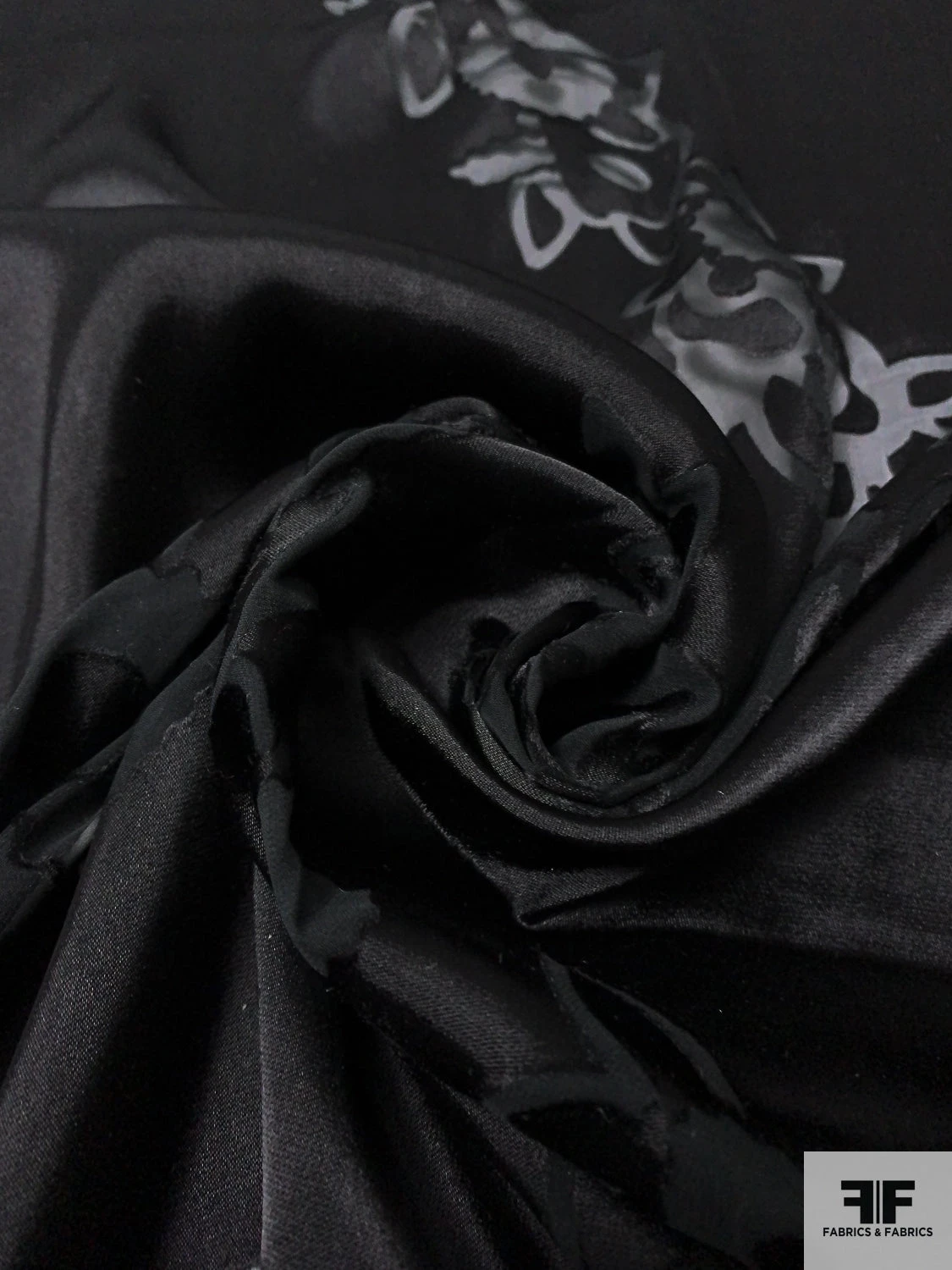 Floral Satin Burnout Chiffon Panel - Black 5 Floral Satin Burnout Chiffon Panel - Black - Image 3