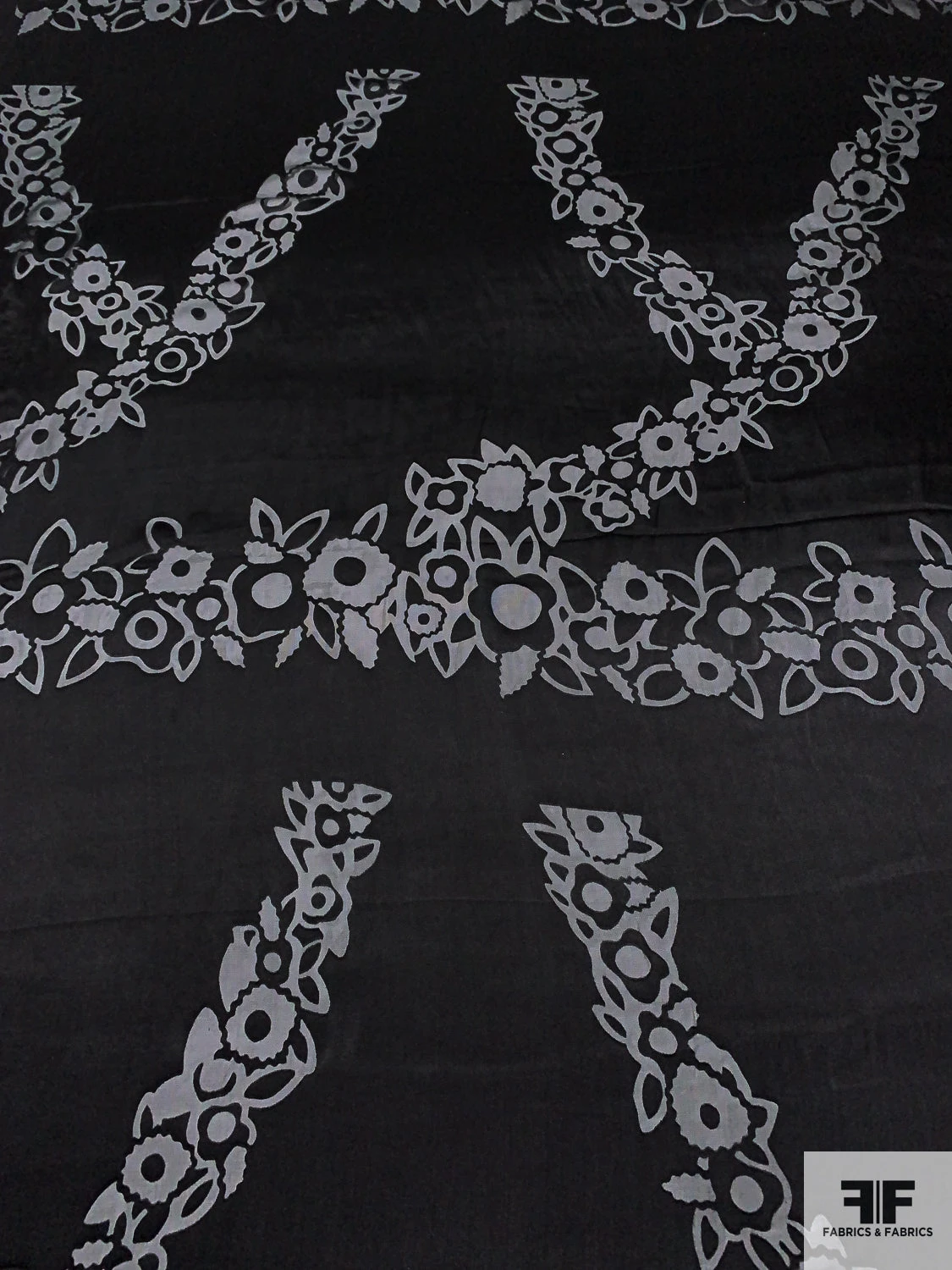 Floral Satin Burnout Chiffon Panel - Black 6 Floral Satin Burnout Chiffon Panel - Black - Image 4